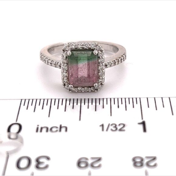 Watermelon Tourmaline Diamond Ring 14k Gold 1.82 TCW Certified $5,450 211910 - Picture 5 of 12